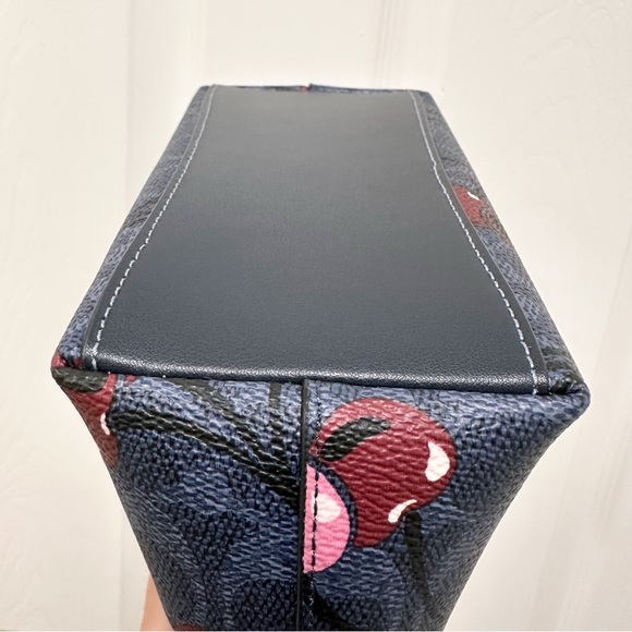 Coach City Mini Tote Bag Signature Coated Canvas Leather Trim Cherry Print NWT - Picture 7 of 13